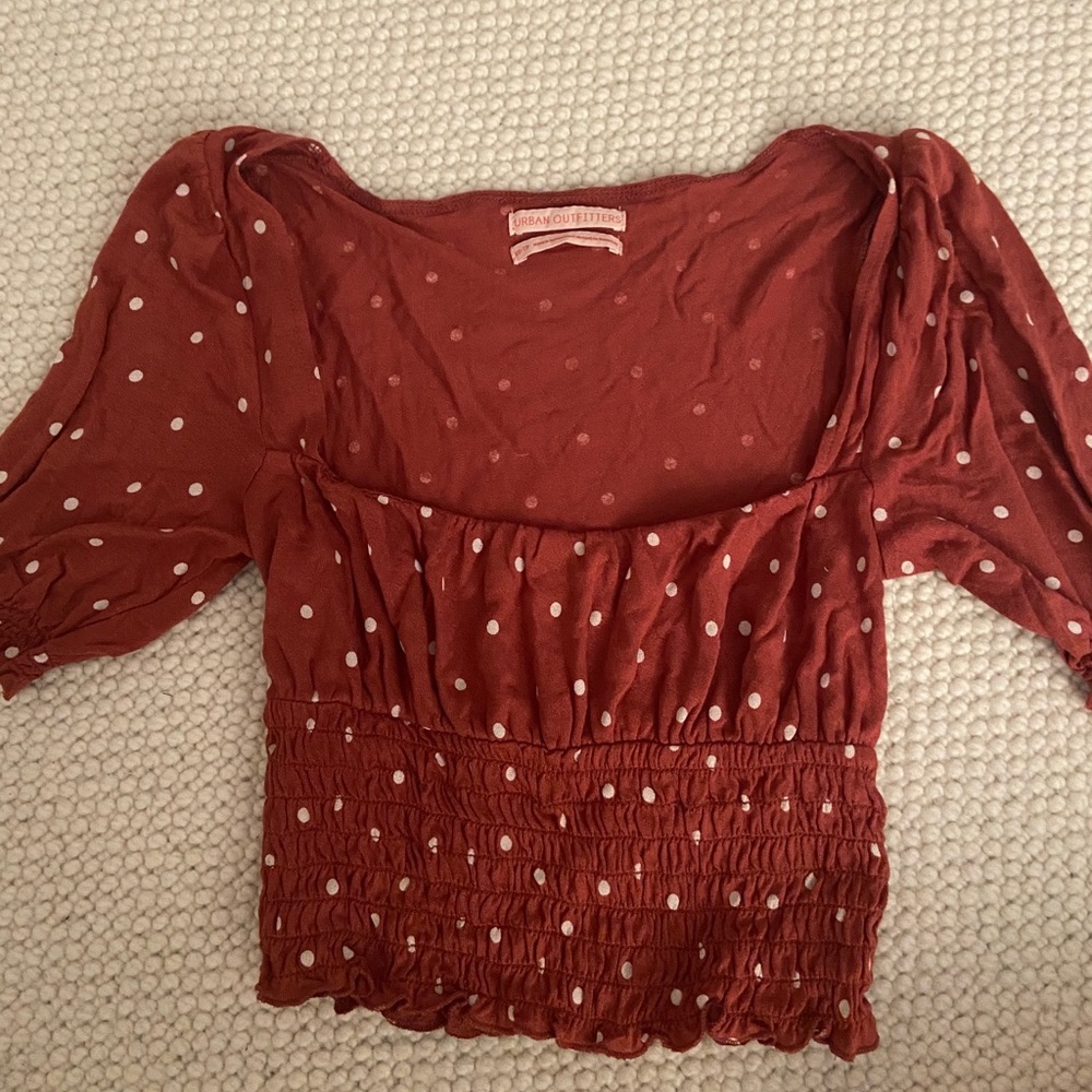 Urban outfitters Polka Dot square neck smocked top